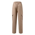 thumbnail image 7 of Dwelliawo Cargo Pants for Men Casual Work Straight Leg Pant Drawstring Loose Fit Cargo Pants Lightweight Fitness Pants Joggers with Multi Pockets Khaki L, 7 of 7