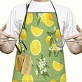 thumbnail image 2 of Yellow Lemon Fruit Flowers Green Pattern Apron-Garden Aprons for Women with Pockets-Cotton Linen Waterproof Kitchen Cooking Gardening Aprons Adjustable for Kitchen,Cooking,BBQ and Salon 33x27 Inch, 2 of 7