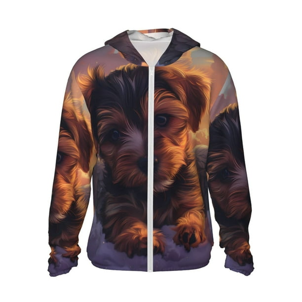 Balery Puppy Lying On A Cloud Sudadera ligera de manga larga con capucha y protección solar UPF 50+ para hombre y mujer, ideal para pesca y running-Large