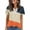 -172-Orange, variant on Womens Printed Blouses V Neck Tie Front Short Sleeve Loose Fit Casual Tops Soft Shirts for Holiday Street Dating Weekend