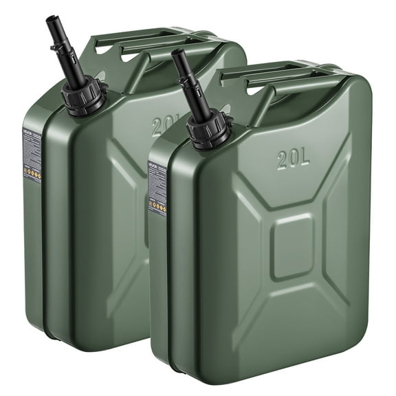 BENTISM, 5.3 Gallon / 20 L Portable Jerry Gas Can Flexible Spout System 2pcs Green