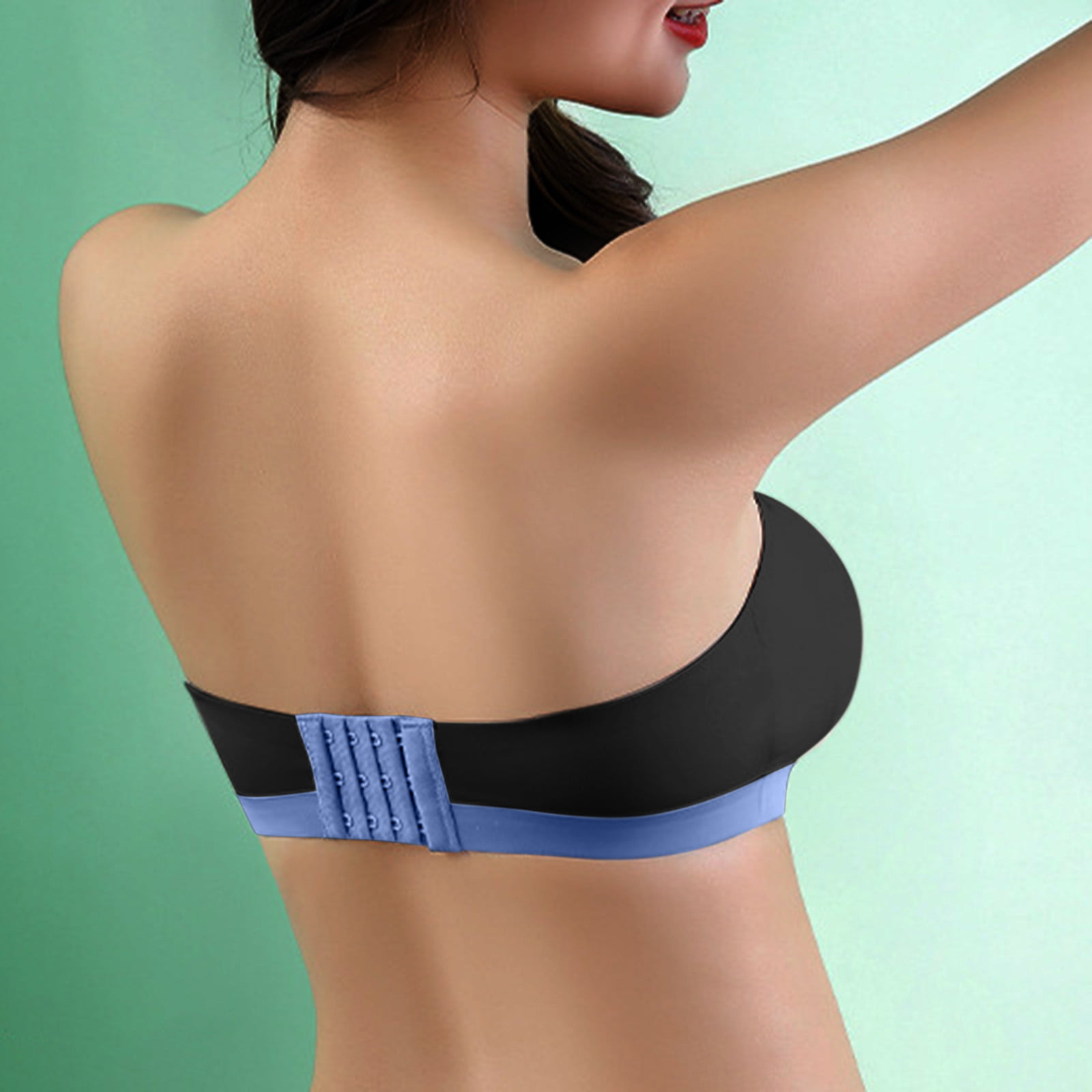 Hunpta Strapless Bras For Women Sexy Seamless Non-Skid Breast Wiping Back  Bra Underwear (With Transparent Shoulder Strap)