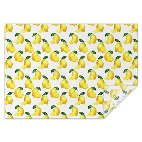 Yellow Lemon Fruit Slices White Pattern Rectangle Tablecloth 60"x84",Waterproof Polyester Rectangle Table Cloth, Wipeable Spillproof Polyester Tablecloth for Dining, Camping, Indoor and Outdoor