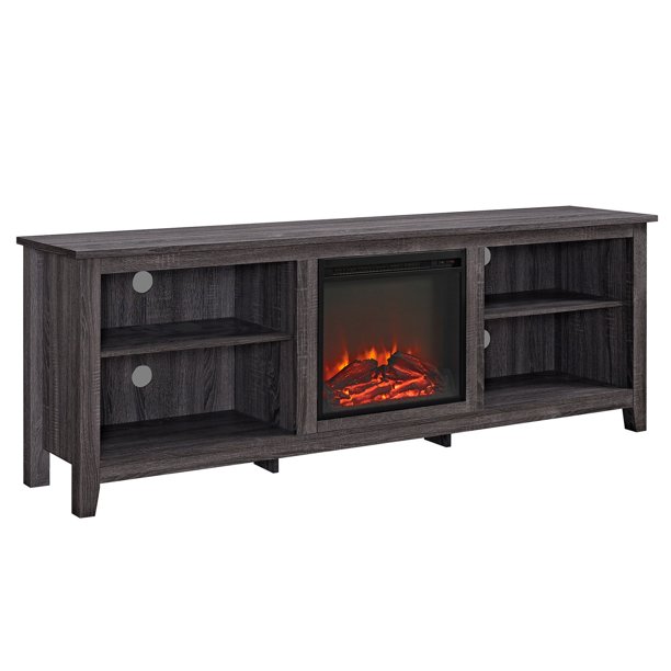 Walker Edison 70in. Wood Media TV Stand Console with Fireplace