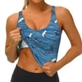 thumbnail image 3 of Picia Sharks on White Blue Striped Sports Bra for Women,Padded Strappy Sports Bras Medium Support Yoga Bra with Removable Cups,Running Yoga Bra-XX-Large, 3 of 9
