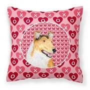 Collie Smooth Hearts Love & Valentines Day Portrait Fabric Decorative Pillow
