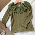 thumbnail image 1 of Blusa de primavera para niños, camisa básica con dobladillo con volantes y cuello de muñeca para niñas, camiseta de manga larga, ropa para niños con capa interior de moda, 1 of 6