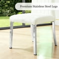 thumbnail image 4 of Leovanni Set of 4 Velvet Dining Chairs, Channel Tufted High Back, Silver Metal Legs, White Fabric, 4 of 6