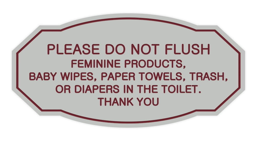 Brushed Gold Signs ByLITA Victorian Please Do Not Flush Etiquette Sign Medium