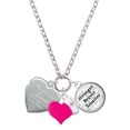 thumbnail image 1 of Delight Jewelry Silvertone You Are More Loved Engraved Locket - Hot Pink Heart Nurse Strong Zoe Necklace, 1 of 4
