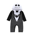 thumbnail image 3 of Ropa de Halloween para bebés varones, mameluco para recién nacidos, mono con capucha con estampado de murciélago a rayas, disfraz de Scare Jack para Nochebuena, 3 of 4