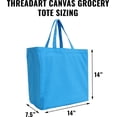 thumbnail image 4 of Reusable Heavy Duty 100% Cotton Canvas Grocery Bags | Pack of 3 | With Strong Handles Holds up to 50lbs | Eco Friendly | Large Size 14x14x7.5" - Turquoise, 4 of 7