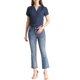 thumbnail image 2 of Blusa de puntos impresa de manga corta con cuello en V para mujeres INSPIRE CHIC, top para el trabajo, color azul marino M, 2 of 7