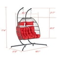 thumbnail image 7 of LEGAHOME Outdoor Wicker Egg Chairs with Stand, 2 Person Swing Chair, Heavy Duty Hammock Chair, Patio Hanging Basket Chair with Cushion, Outdoor Indoor Egg Chair for Kids Teens Adults, Red, 7 of 7
