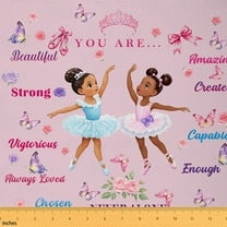jejeloiu Ballet Dancer Girl Fabric by the Yard 5 Yards,Chic Princess Crown Fabric for Sewing,Colorful Butterflies Home Decor Fabric by the Yard For Children,Microfiber Bedroom Decor