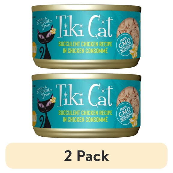(2 pack) Tiki Cat Luau Wet Cat Food, Succulent Chicken, 2.8 oz. Can