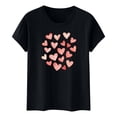 thumbnail image 5 of Camiseta de Manga Corta de Cuello Redondo con Patrones de Corazón de Moda de las Mujeres para Diario, Fiesta, Primavera Y Verano, 5 of 5