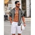 thumbnail image 2 of COOFANDY Men's Knit Shirts Short Sleeve Button Down Polo Shirt Striped Casual Summer Beach Shirts, 2 of 6