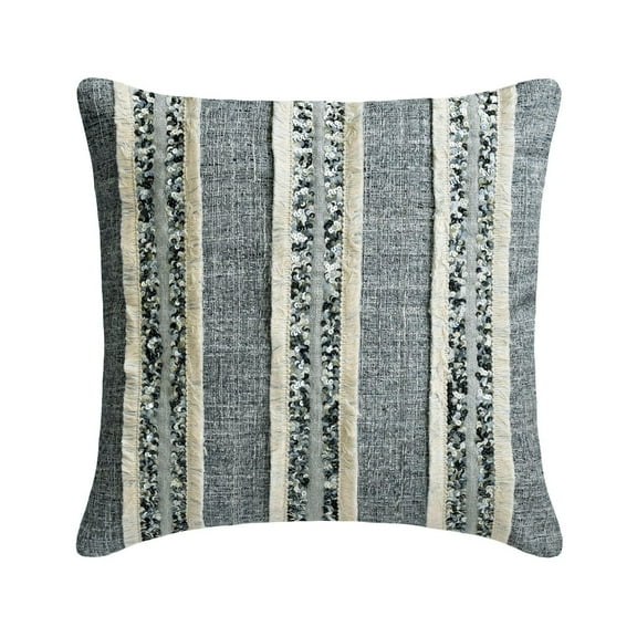 Euro Pillow Sham, Blue 26"x26" (65x65 cm) European Pillow Shams, Jacquard Lace & Sequins Throw Pillows For Couch, Abstract Pattern Moroccan Style - Moroccan Daze