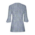 thumbnail image 2 of Blouses pour Femmes, T-Shirt Imprimé Manches 3/4 Blouse Col en V Décontractée, 2 of 5