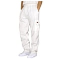 thumbnail image 2 of Cargo Sweatpants for Men Heavyweight Fleece Open Bottom Straight Leg Sweatpant Pockets Plus Size Big and Tall Joggers White L, 2 of 6