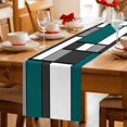 thumbnail image 5 of Abstract Green Grey Table Runner 90 Inches, Modern Geometric Color Blocks Bed Runner Dresser Scarves Tabletop for Indoor Outdoor Parties/Ceremony/Banquet, 13" x 90", 5 of 9