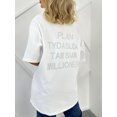 thumbnail image 5 of Camiseta lisa de algodón y versátil para parejas, camisa de manga corta con letras, informal, deportiva, 100% algodón, cuello redondo, 5 of 5