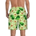 thumbnail image 3 of KLL Avocado Green Striped Men's Casual Summer Beach Shorts Hawaiian Shorts with Pockets-XX-Large, 3 of 5