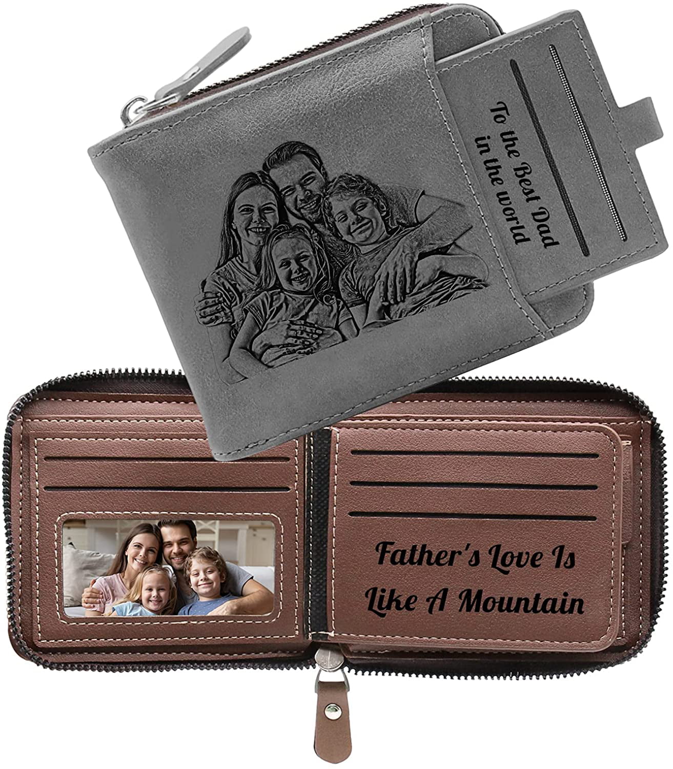 Engraved Leather Wallet Card Holder Wallet Inserts Personalized Gifts To Son Dad Husband Boyfriend 