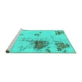 thumbnail image 2 of Ahgly Company Machine Washable Indoor Round Abstract Turquoise Blue Modern Area Rugs, 5' Round, 2 of 4