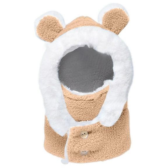 HUANBAI Warm Caps Girl Boy Hooded Winter Scarf Kid Hat Cap Scarf Knit Baby Baby Care One Size