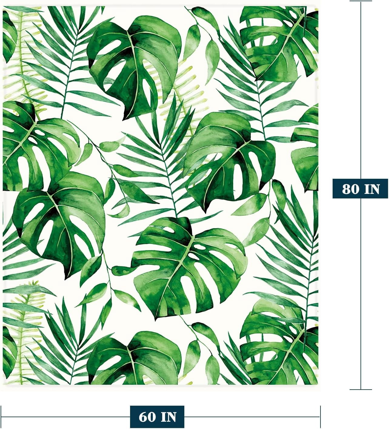 Tropical Leaf Decorative Throw Blanket Twin Size Green Plant Blanket Couch Sofa Bed Soft Cozy Fuzzy Fleece Blanket Cute Spring Summer Gift Blanket Outoddoor Home Decorations 60x80