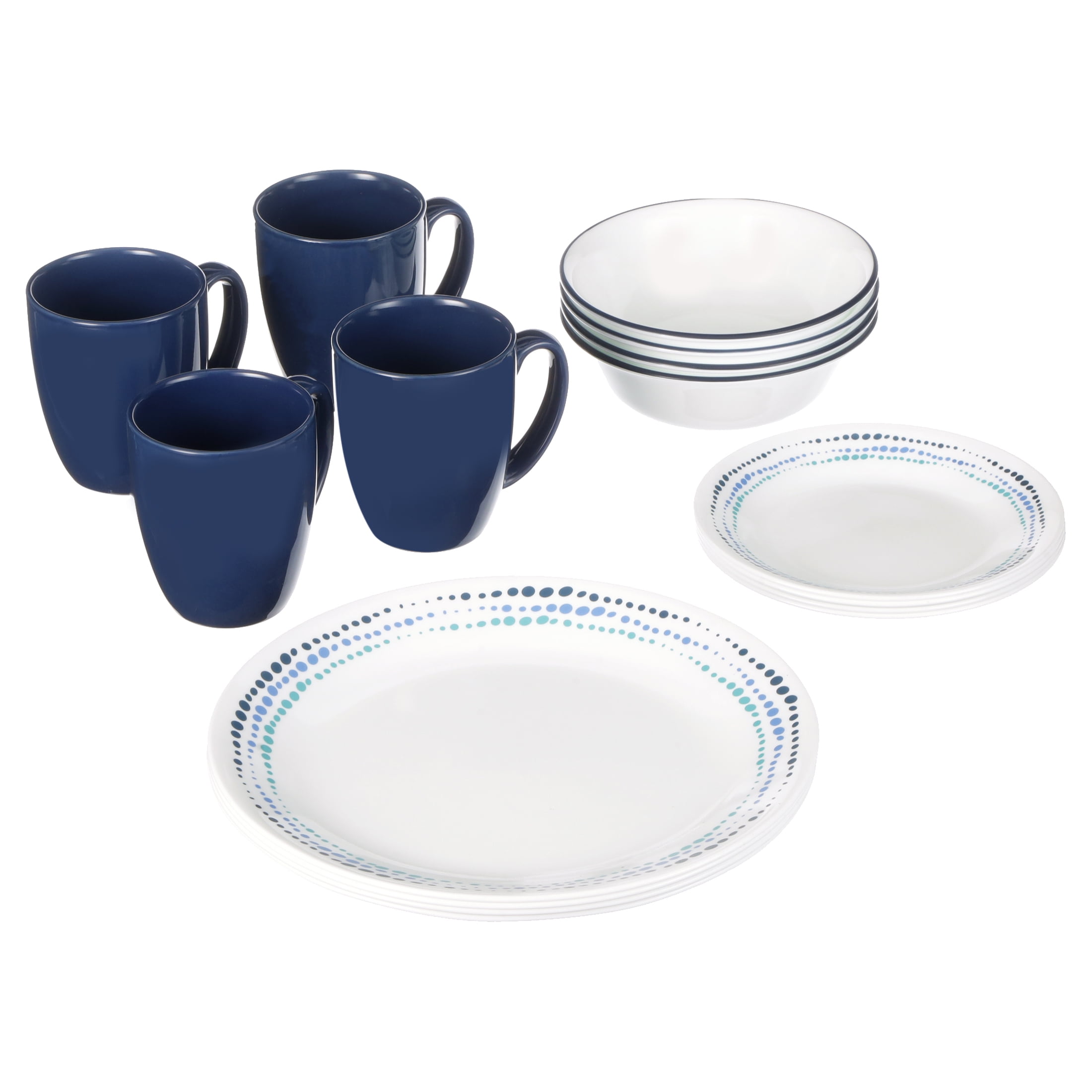 Blue and White Dinnerware Set 16 Piece Corelle® Classic Ocean Blues 