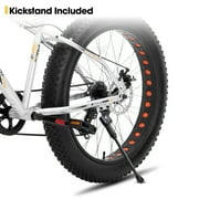 Hiland Fat Tire Bike, Shimano 7-Speed, Dual-Disc Brakes, 24 inch Trail Mountain Bike, Silver