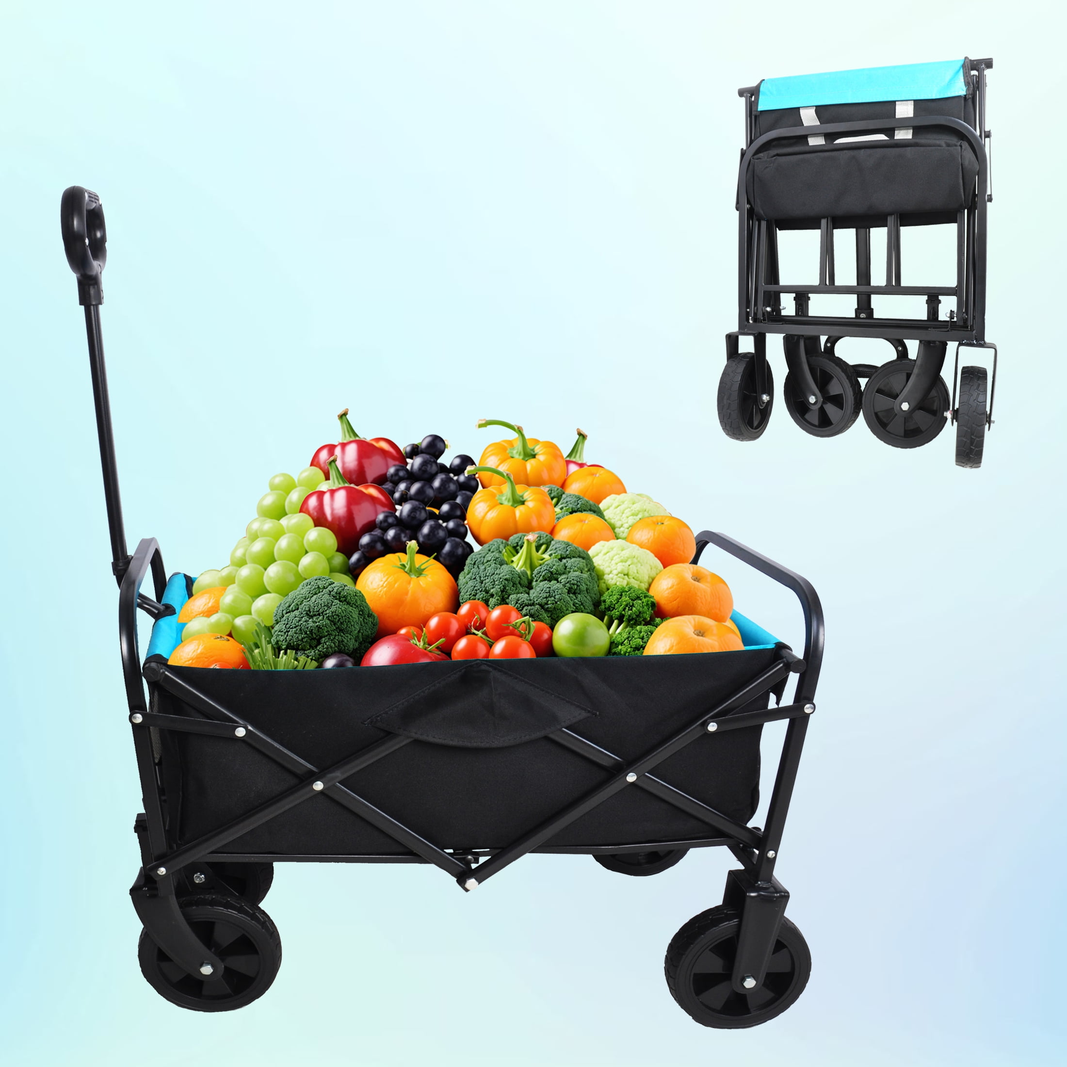 Mini Folding Wagon Garden Shopping Beach Cart