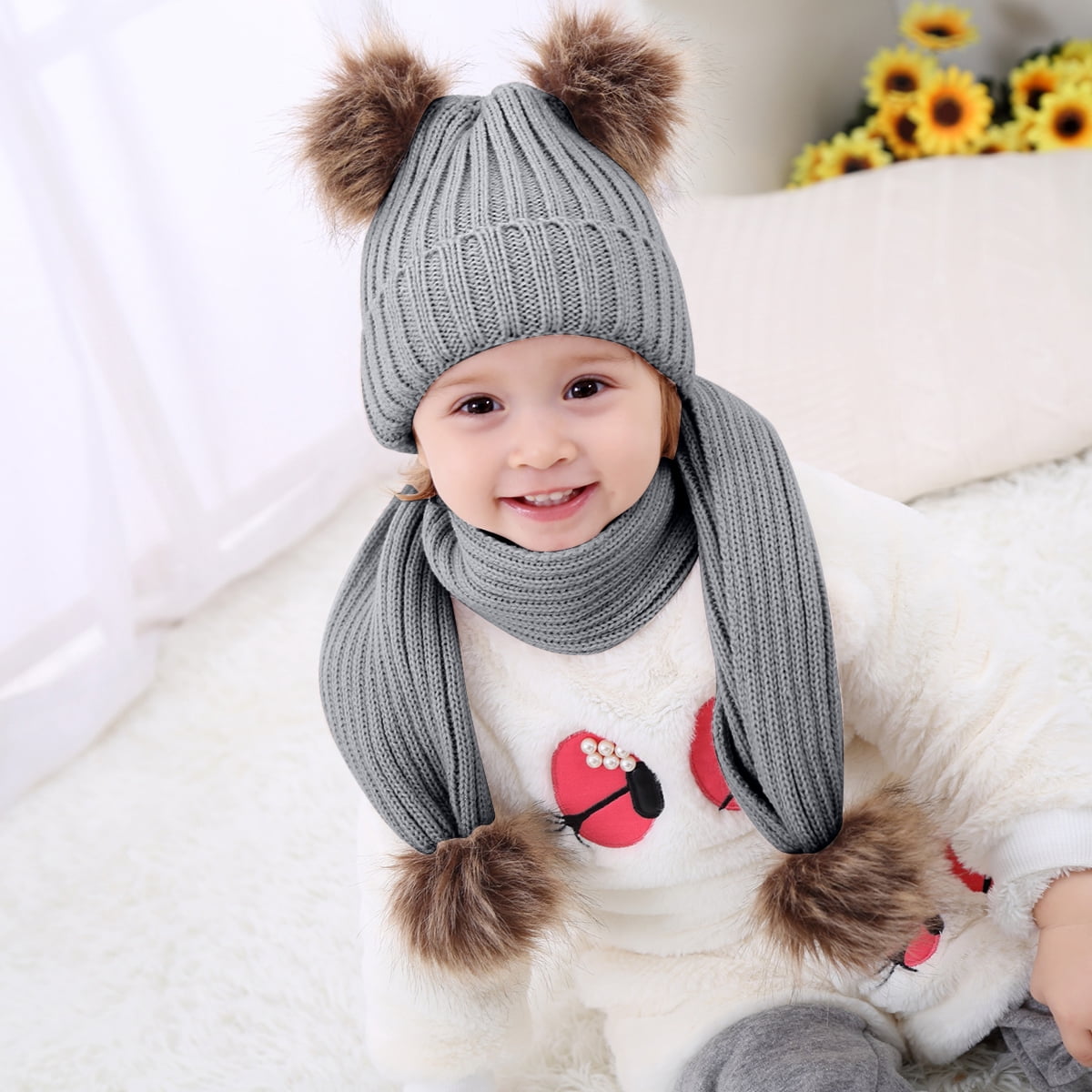 Kids Girl Boy Baby Knit Hat Infant Child Winter Warm Crochet Pom Pom Beanies Cap
