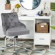 thumbnail image 3 of Costway Silla tapizada con tachas y ruedas para casa y oficina, sillón de terciopelo con nudos giratorio a 360°, silla regulable para salón dormitorio estudio, 3 of 5