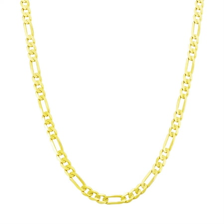 Nuragold 10k Yellow Gold 4.5mm Figaro Chain Link Pendant Necklace, Mens Womens Lobster Clasp 16" 18" 20" 22" 24" 26" 28" 30"