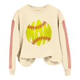 thumbnail image 4 of Pavied Chandails à Col Rond pour Femmes, Chandails Graphiques, Chandail de Baseball pour Femmes,Udadera Para Mujer, Haut Décontracté à Col Rond Imprimé Baseball pour Femmes, Beige 1 m, 4 of 4