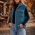 thumbnail image 3 of Sentuca Womens Vest Stand Collar Full Zip Plush Fleece Coat with Pockets Sleeveless Warm Cozy Soft Wear Jackets, Blue XXL, 3 of 8