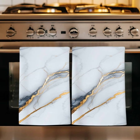 Gray Marble Kitchen Towels Set of 4 Modern Ink Painting Art Abstract Absorbent Dish Towels for Kitchen Microfiber Hand Towel Quick Drying Tea Towel for Cleaning Decorative Dishcloths