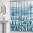 thumbnail image 6 of Blue Summer Ocean Bathroom Shower Curtain, Jellyfish Seaweed Coastal Wood Grain Waterproof Washable Soft Bath Curtain for Bathtub Decor with 12 Hooks&Grommet, 36x78 Inch, 6 of 9
