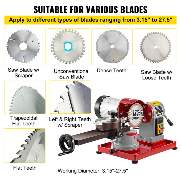 US Circular Saw Blade Sharpener Machine 5 Grinding Wheel Size Rotary Angle  Mill