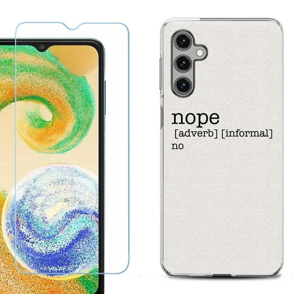 Shockproof Gel Phone Case for Samsung Galaxy A14 5G, with Tempered Glass Screen Protector, by OneToughShield ® - Dictionary/Nope