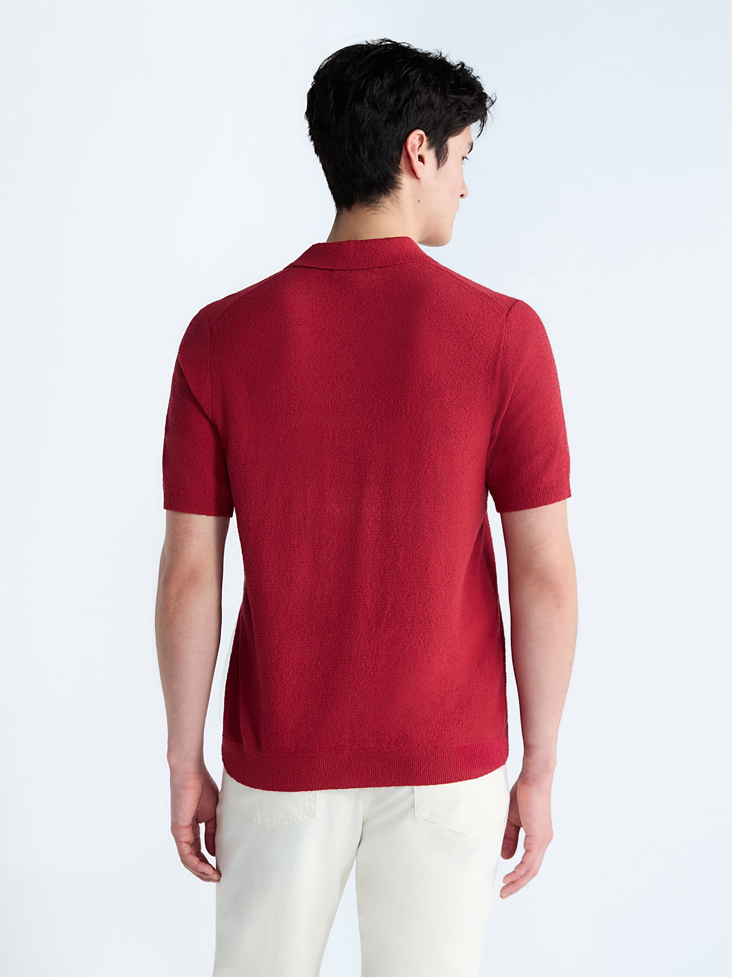 Free Assembly Men's Boucle Polo Sweater with Short Sleeves, Sizes XS-3XL