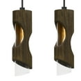 thumbnail image 4 of 4 Light Metal Frame Pendant Fixture with Wooden and Glass Shades, Brown, 4 of 5