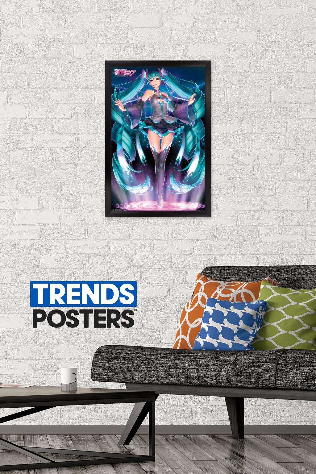 Hatsune Miku - Projection Wall Poster, 14.725" x 22.375", Framed
