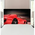 thumbnail image 1 of Cars Headboard, Rear View of a Futuristic Sports Car Motion Power Transportation Vehicle Sublime Theme, Upholstered Decorative Metal Bed Headboard with Memory Foam, Twin Size, Red Black, by Ambesonne, 1 of 4