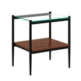 thumbnail image 6 of Tcbosik 2 Pack Side Tables, 2-Tier Modern End Table with Glass Top and Metal Legs, Small Accent Table with Open Shelf for Living Room, Bedroom, Clear & Brown & Black, 6 of 8