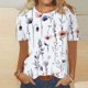 thumbnail image 5 of Blusas para las Mujeres Casual Impreso Cuello Redondo Manga Corta Camiseta Top, Tops Cortos para las Mujeres Primavera Verano, 5 of 8